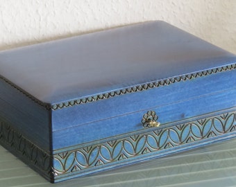 Sewing box Sewing basket Handpainted country house wood handmade large