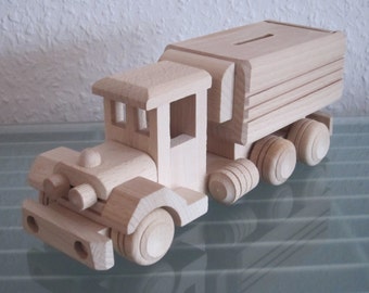 Truck Truck Money Box timber truck lorry car very rare handmade XXL