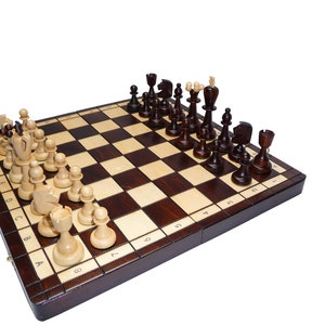 Edles grosses Schach Schachspiel 55 x 55 cm Geschnitzt HANDGESCHNITZT NEU Holz 