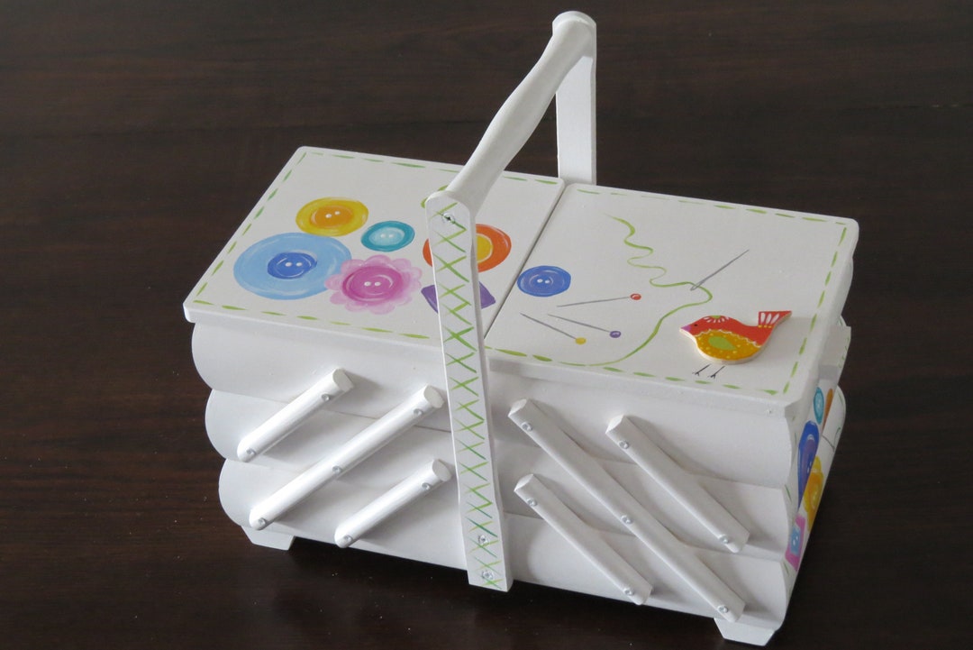 Sewing Box Sewing Sewing Box Basket Hand Painted Country House Etsy