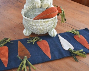 Wool Applique Penny Rug Runner e-Pattern pdf CARROTS & PARSNIPS Digital Download Easter Runner Bowl Fillers Spring Carrot Parsnip EASY