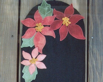 Wool Applique Penny Rug e-Pattern pdf Long Wool Runner Poinsettias Christmas Holiday Table Runner Digital Download