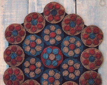 Wool Applique Penny Rug e-Pattern pdf PENNIES FROM WILLIAMSBURG Digital Download Wool Pennies Traditional Colonial Antique Penny Rug