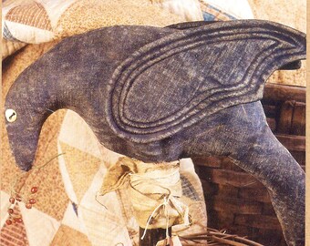 Primitive Doll e-Pattern  pdf THE OLD CROW Make-Do Pattern for Large Muslin Black Crow on Antique Bobbin