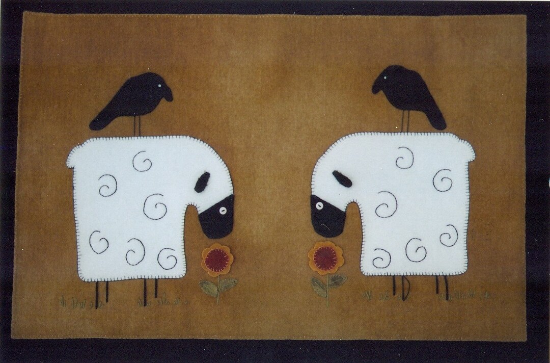 Primitive Wool Penny Rug E-pattern Pdf Sheep Crow Crows Love in the ...