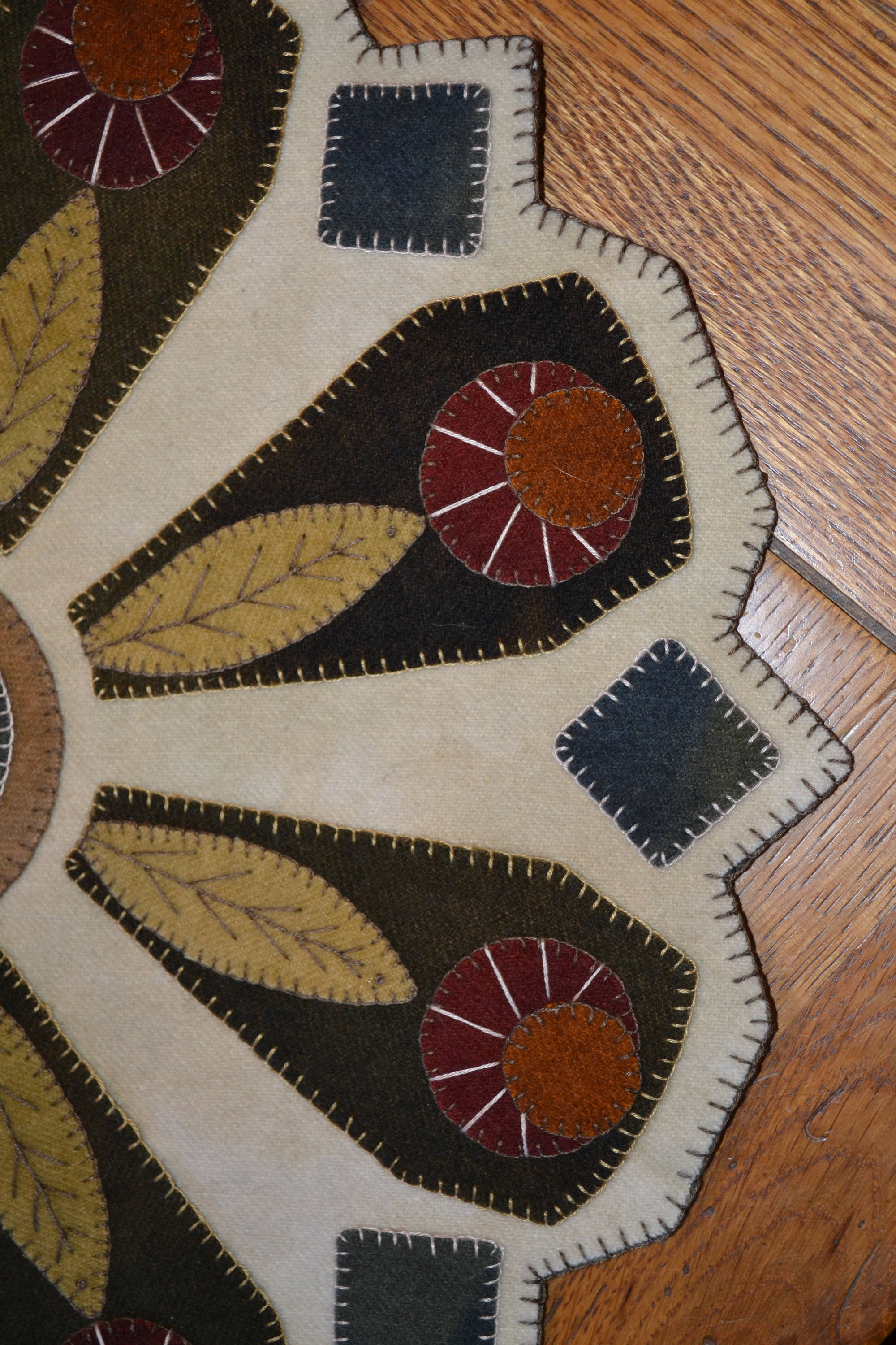 Wool Applique E-pattern Primitive Folk Art Wool Penny Rug Pattern Pdf ...