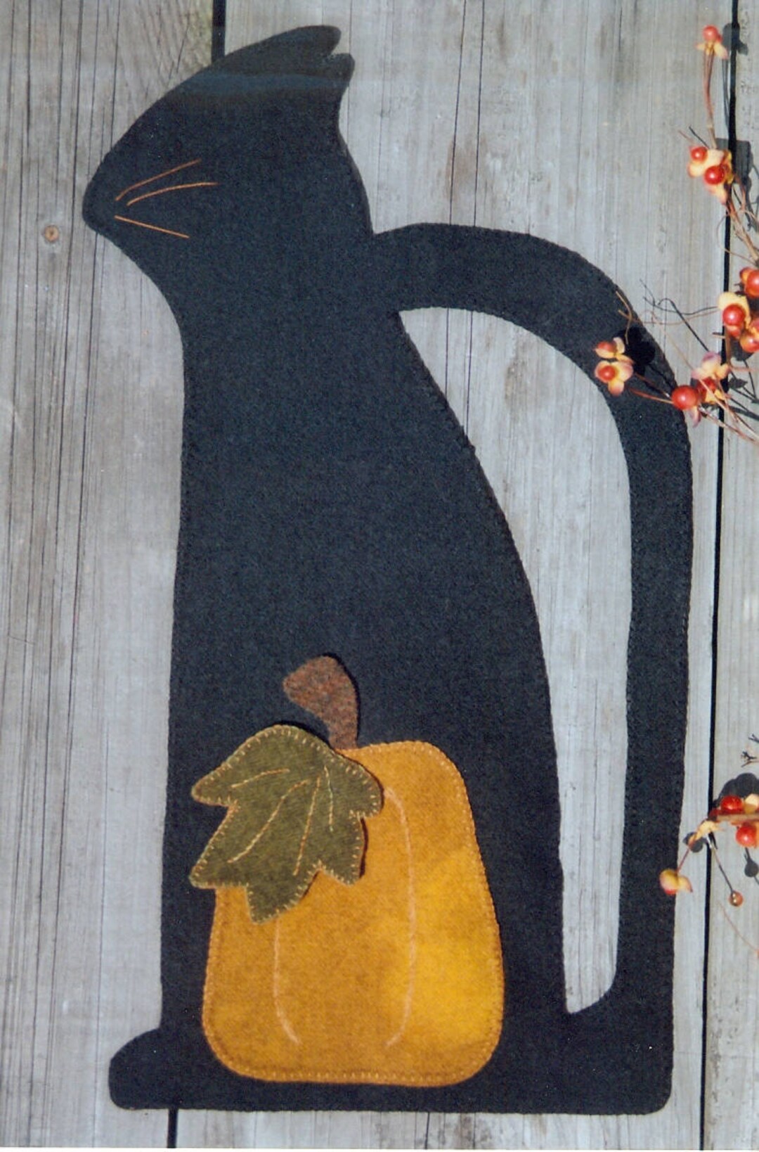 Wool Applique E-pattern Pdf CAT SILHOUETTE Black Cat and Pumpkin Penny ...