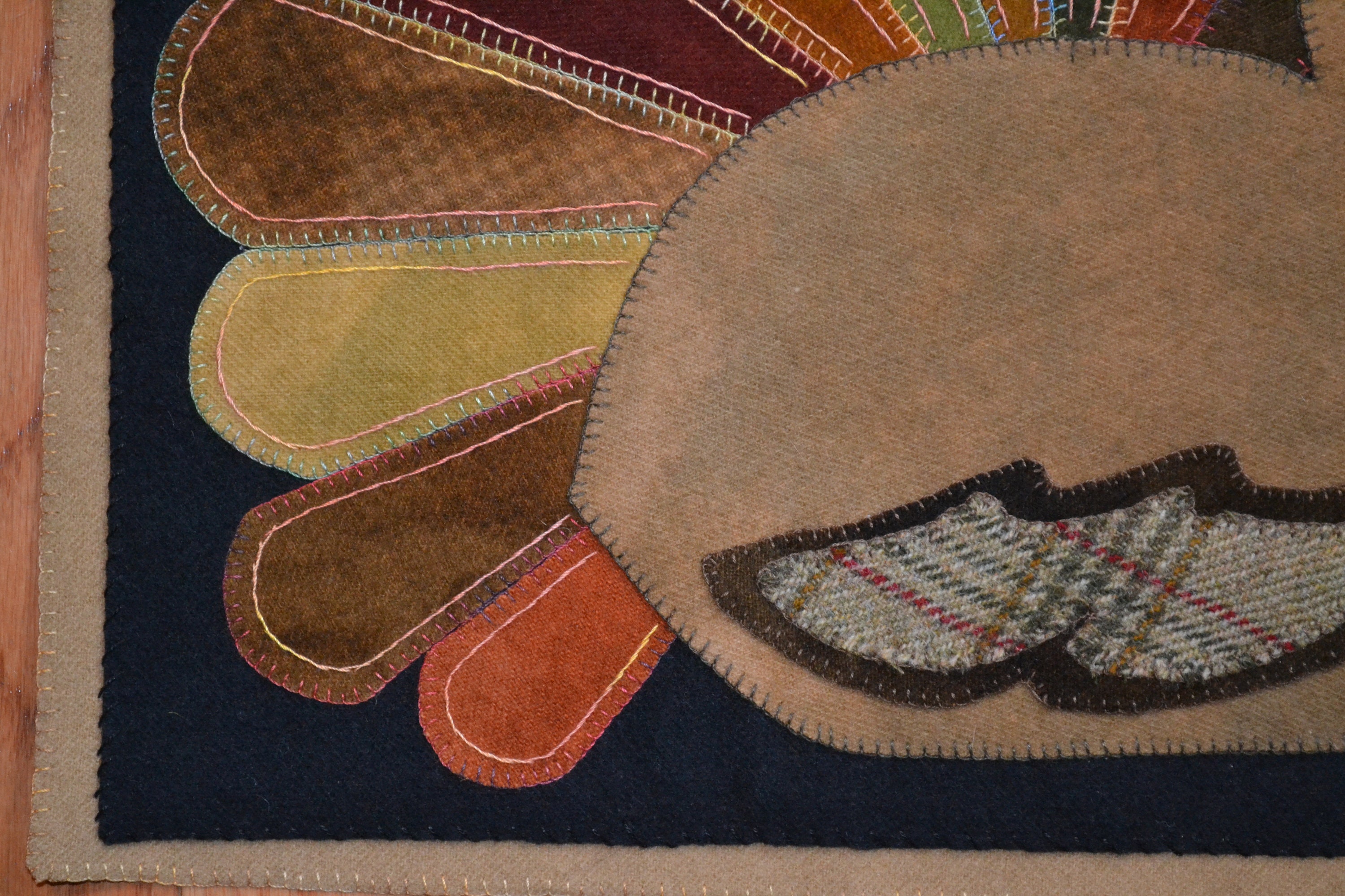 Wool Applique Penny Rug E-pattern Pdf BIG FAT TURKEY Digital Download ...