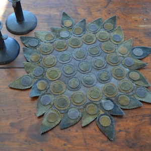 Wool Applique Penny Rug e-Pattern pdf EARLY PENNIES Digital Download Warm Colors Pennies and Teardrops Traditional Colonial Antique