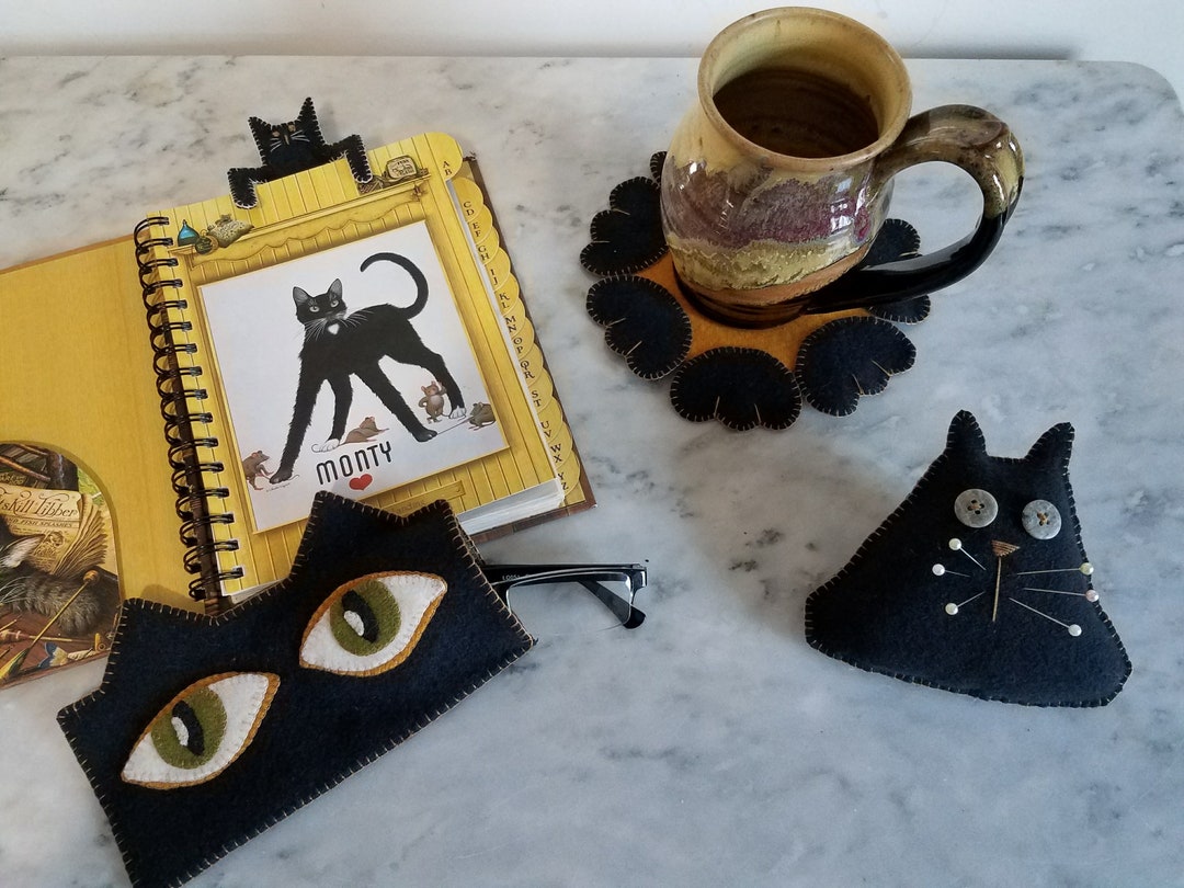 Wool Applique Penny Rug E-pattern Pdf Itty Bitty BLACK KITTY CAT ...