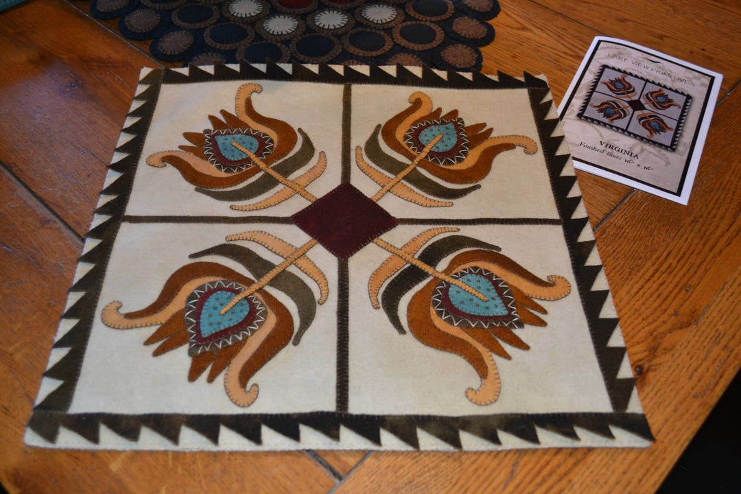 Wool Applique E-pattern Pdf FRAKTUR VIRGINIA Primitive Folk Art Wool ...