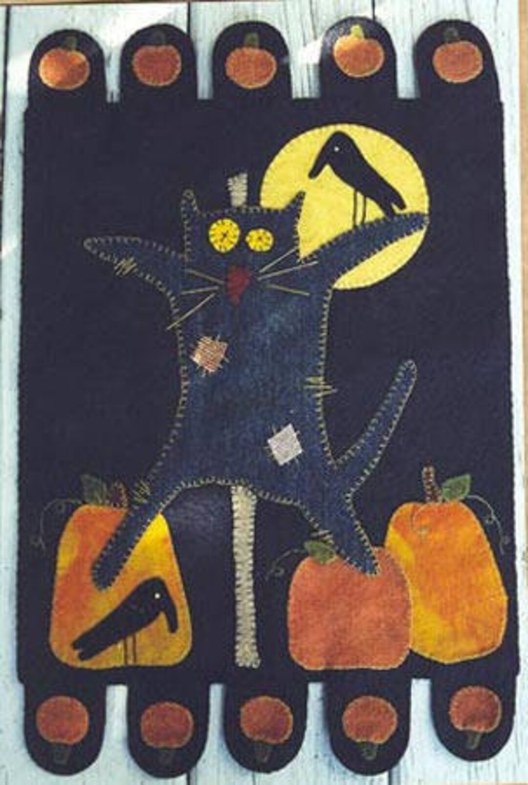 Wool Applique E-pattern Pdf SCARED STIFF Penny Rug Pattern Black Cat ...