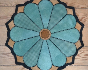 Wool Applique Penny Rug E-Pattern pdf Digital Download Desert Sun Southwestern Colors Penny Rug Hand Dyed Wool