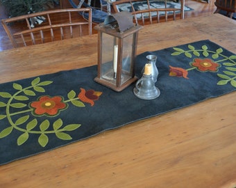 Wool Applique Penny Rug Runner e-Pattern pdf BLEEDING HEARTS Digital Download 2 Runner Patterns - Black or Cream with 2 Design Colorways