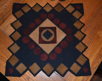 Wool Applique Penny Rug E-Pattern Digital Download pdf Grandmother's Favorite Traditional Colonial Antique Penny Rug Hand Dyed Wool