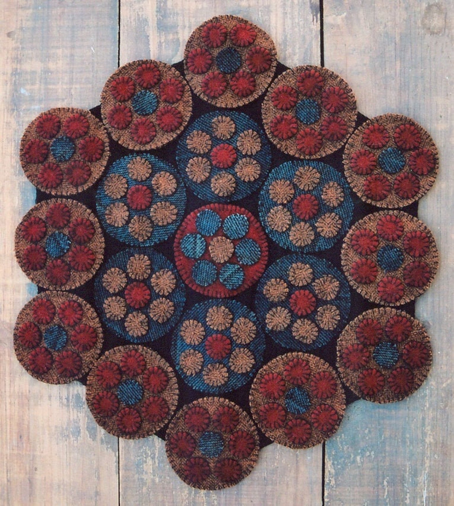 Wool Applique Penny Rug Epattern Pdf PENNIES FROM Etsy