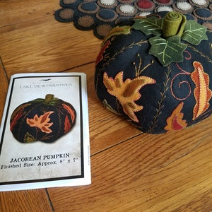 Wool Applique Penny Rug E-pattern Pdf Digital Download JACOBEAN PUMPKIN ...