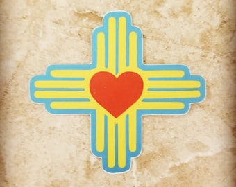 Zia Sticker, vinyl sticker, Heart Zia Vinyl Stickers, New Mexico Heart Zia sticker, Zia with heart sticker