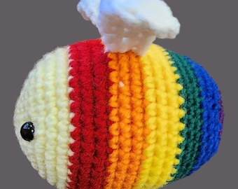 Patrón de abeja arcoíris de ganchillo, patrón de abeja de ganchillo, patrón de abeja arcoíris