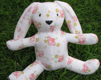 memory bunny, memory bear made out of baby's pajamas, keepsake teddy bear, memory stuffed animal, personalized stuffed animal