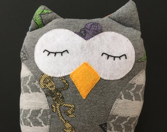 memory owl made out of baby's pajamas, keepsake teddy bear, memory stuffed animal, personalized stuffed animal