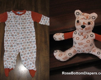 custom embroidery, personalize name on memory bear made out of baby's pajamas, keepsake teddy bear memory stuffed animal personalized animal
