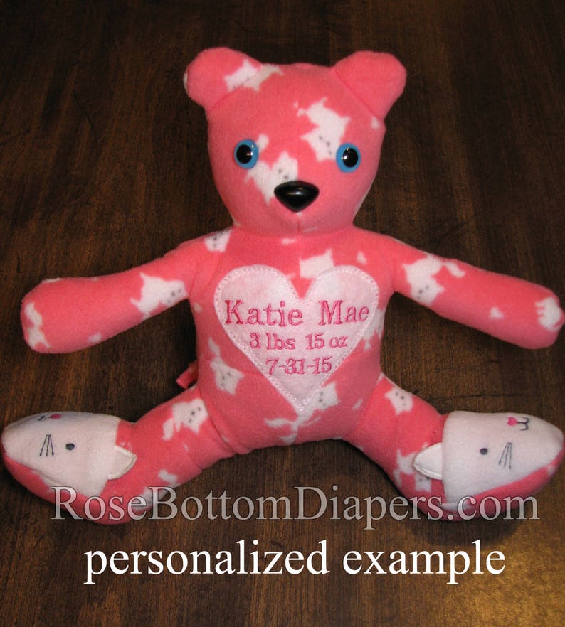 duck made from baby pajamas, keepsake teddy bear made with clothes, memory bear made from blanket personalized baby gift custom stuffed duck image 6