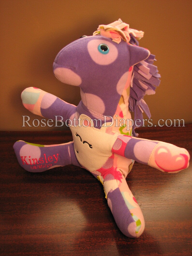 memory horse, memory bear made out of baby's pajamas keepsake teddy bear memory stuffed animal made with clothes personalized stuffed animal image 6