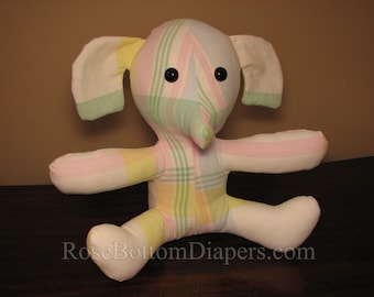 memory elephant made with baby pajamas, memory bear made from loved one's clothing keepsake teddy bear grieving gift personalized grief gift