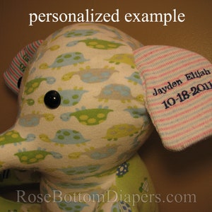 duck made from baby pajamas, keepsake teddy bear made with clothes, memory bear made from blanket personalized baby gift custom stuffed duck image 9