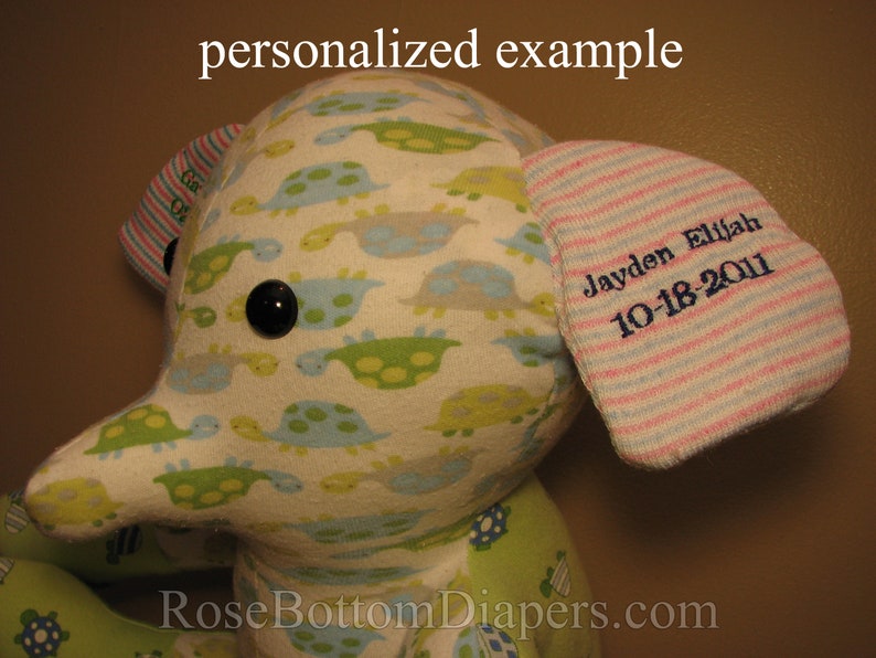 duck made from baby pajamas, keepsake teddy bear made with clothes, memory bear made from blanket personalized baby gift custom stuffed duck image 9