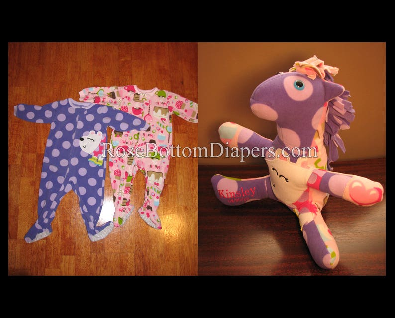 memory horse, memory bear made out of baby's pajamas keepsake teddy bear memory stuffed animal made with clothes personalized stuffed animal image 2