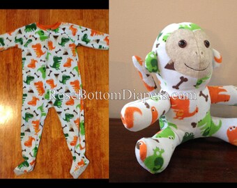 mono de memoria, oso de memoria hecho de pijama del bebé, oso de recuerdo, animal de peluche de la memoria, mono personalizado, animal de peluche personalizado