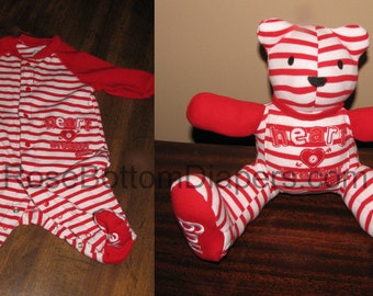 memory bear made out of baby's pajamas, keepsake teddy bear, memory stuffed animal, personalized stuffed animal