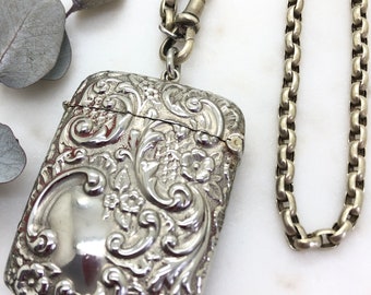 Antique Vesta Case Fob Pendant Necklace | Keepsake Box Pendant