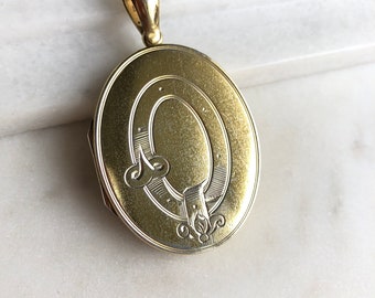 Victorian Sterling Silver Gilt Locket Pendant Necklace