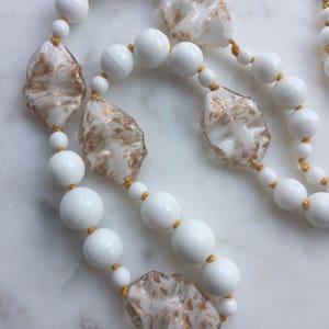 1930 &#39;s witte Aventurijn Murano glas kralen ketting