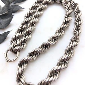 Antique Victorian Sterling Silver Thick Rope Chain Necklaces | Book Chain Necklace