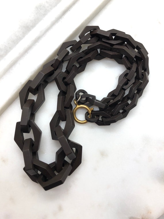 Antique Victorian Vulcanite Chain Link Necklace
