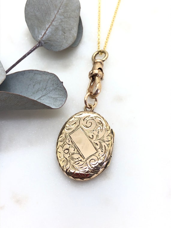 Antique Victorian Rolled Gold Oval Locket Fob Pen… - image 1