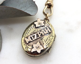 Antike viktorianische Mizpah Locket Anhänger Halskette