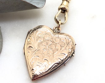 Antike viktorianische Walzgold Herz Locket Anhänger Halskette