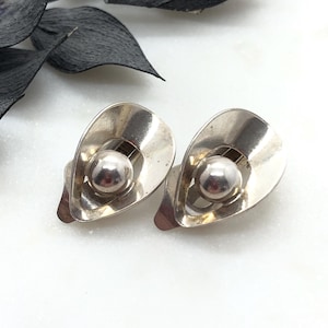 Vintage Hermann Siersbol Sterling Silver Clip On Earrings