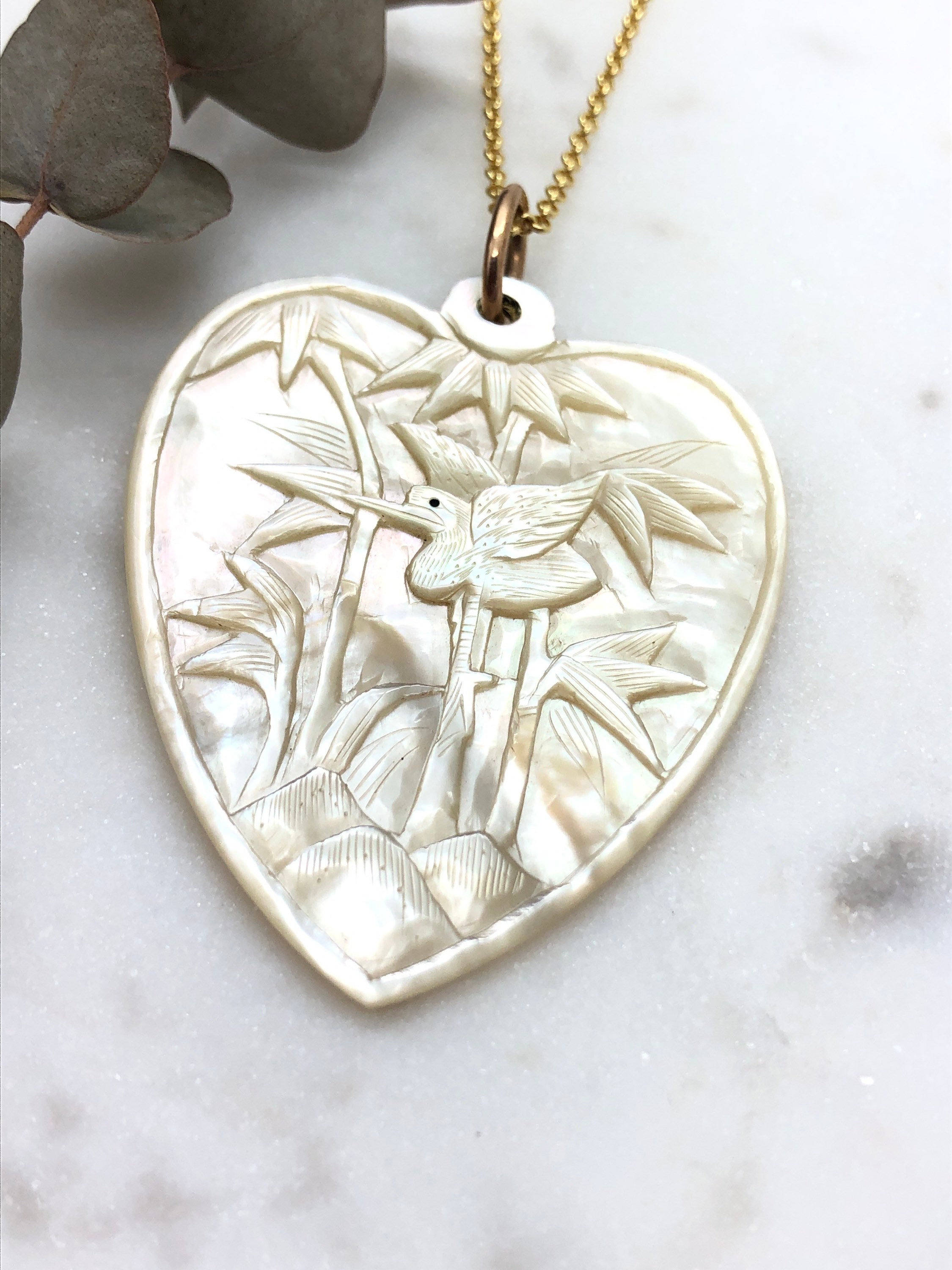 Large 1920s Art Deco Carved Mother of 