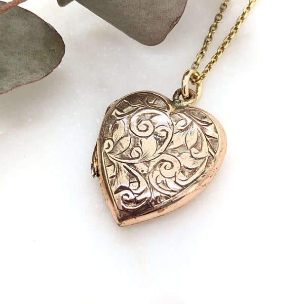 Victorian Rolled Gold Heart Locket Pendant Necklace by Thomas Hopwood