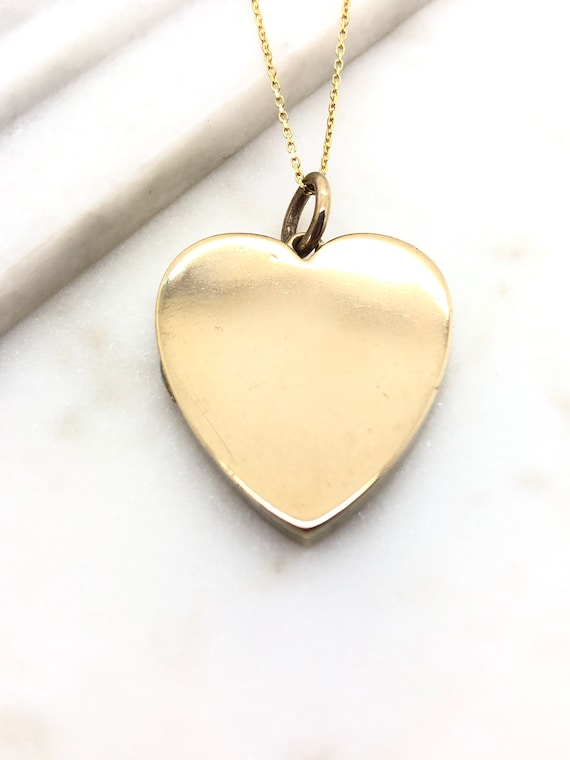 Victorian Large Brass Heart Locket Pendant Necklac