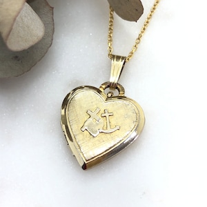 Vintage 14ct Rolled Gold Heart Locket Pendant Necklace by Kordes & Lichtenfels | Love Hope and Glory Pendant