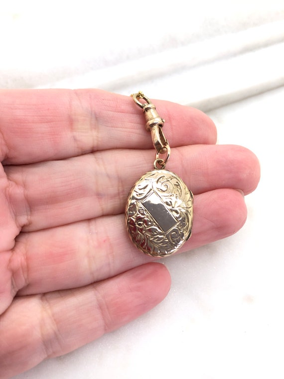 Antique Victorian Rolled Gold Oval Locket Fob Pen… - image 10