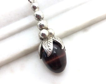 Vintage Sterling Silver Cowrie Shell Fob Pendant Necklace