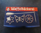 Vintage German Waffelbackerei Cast Iron Rosette Waffle Maker with Instructions Mint In Box